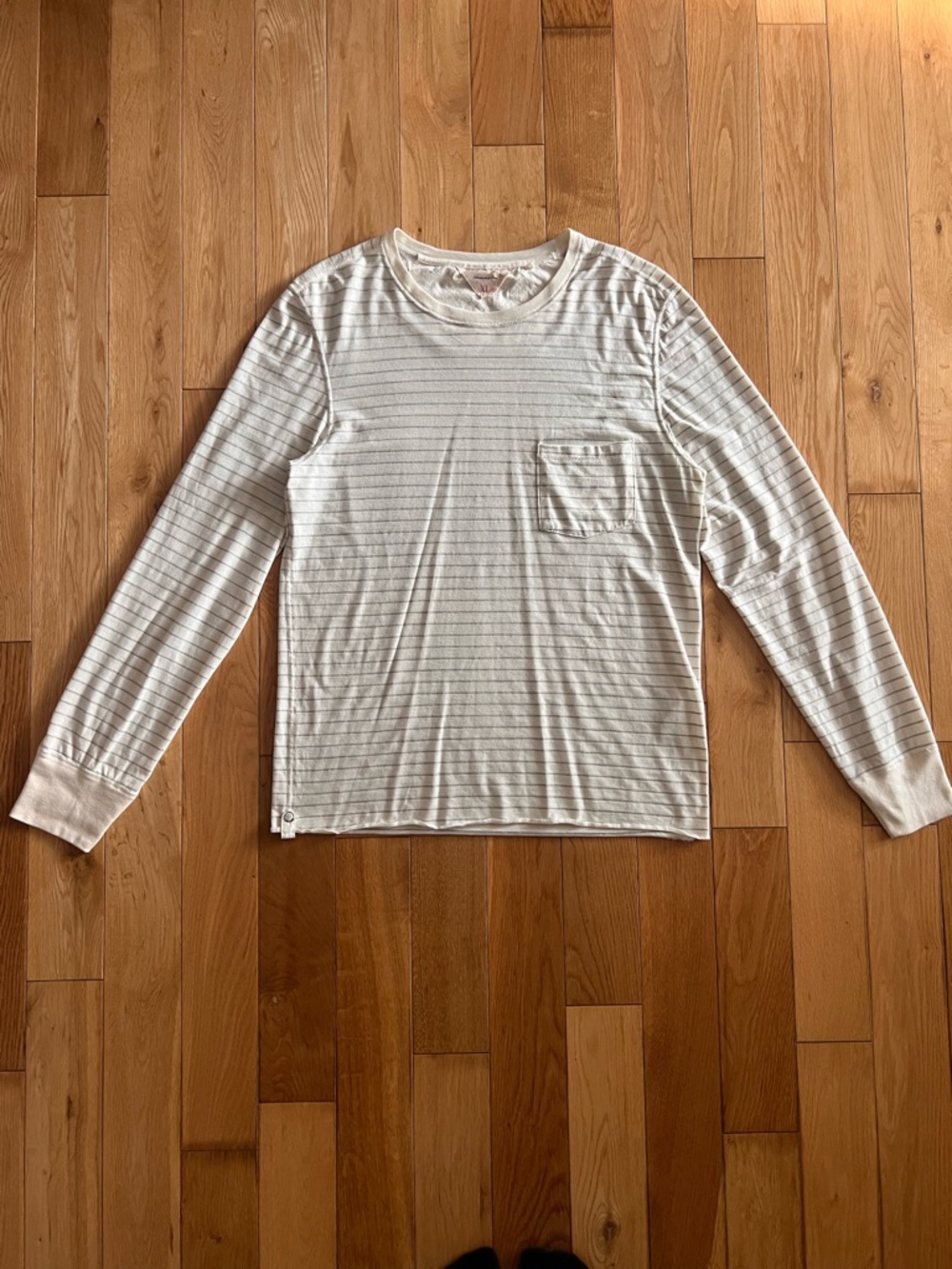 Rag & Bone Men’s Striped Long Sleeve T Shirt Ivory Cream Lightweight Size XL